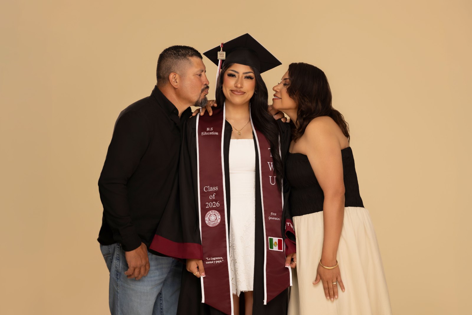 Graduate with her family, Soba Studios Dallas